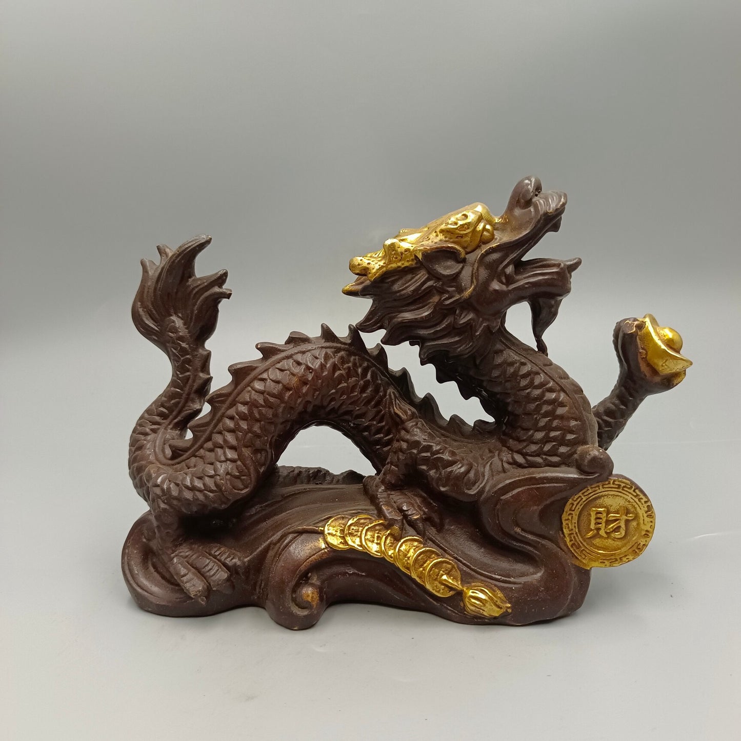 Chinese antique pure copper attracts wealth and treasures, Yuanbao Dragon