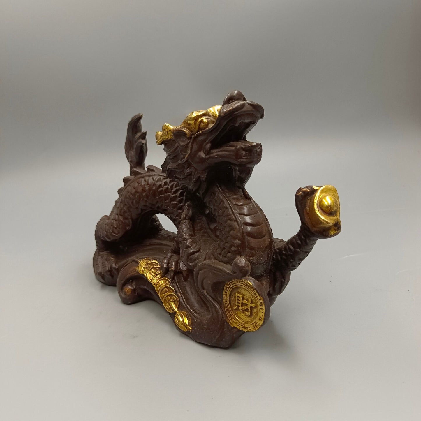 Chinese antique pure copper attracts wealth and treasures, Yuanbao Dragon