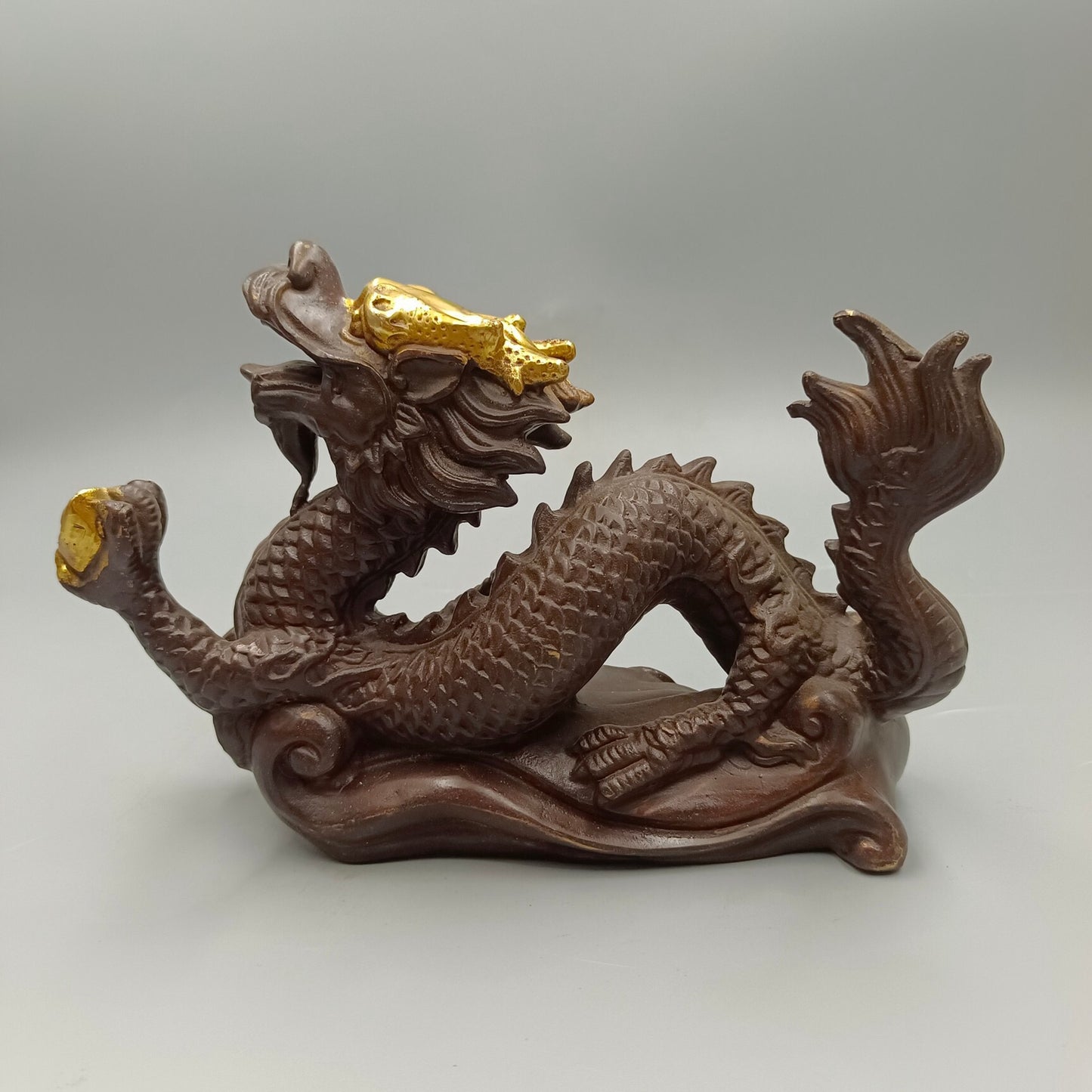 Chinese antique pure copper attracts wealth and treasures, Yuanbao Dragon