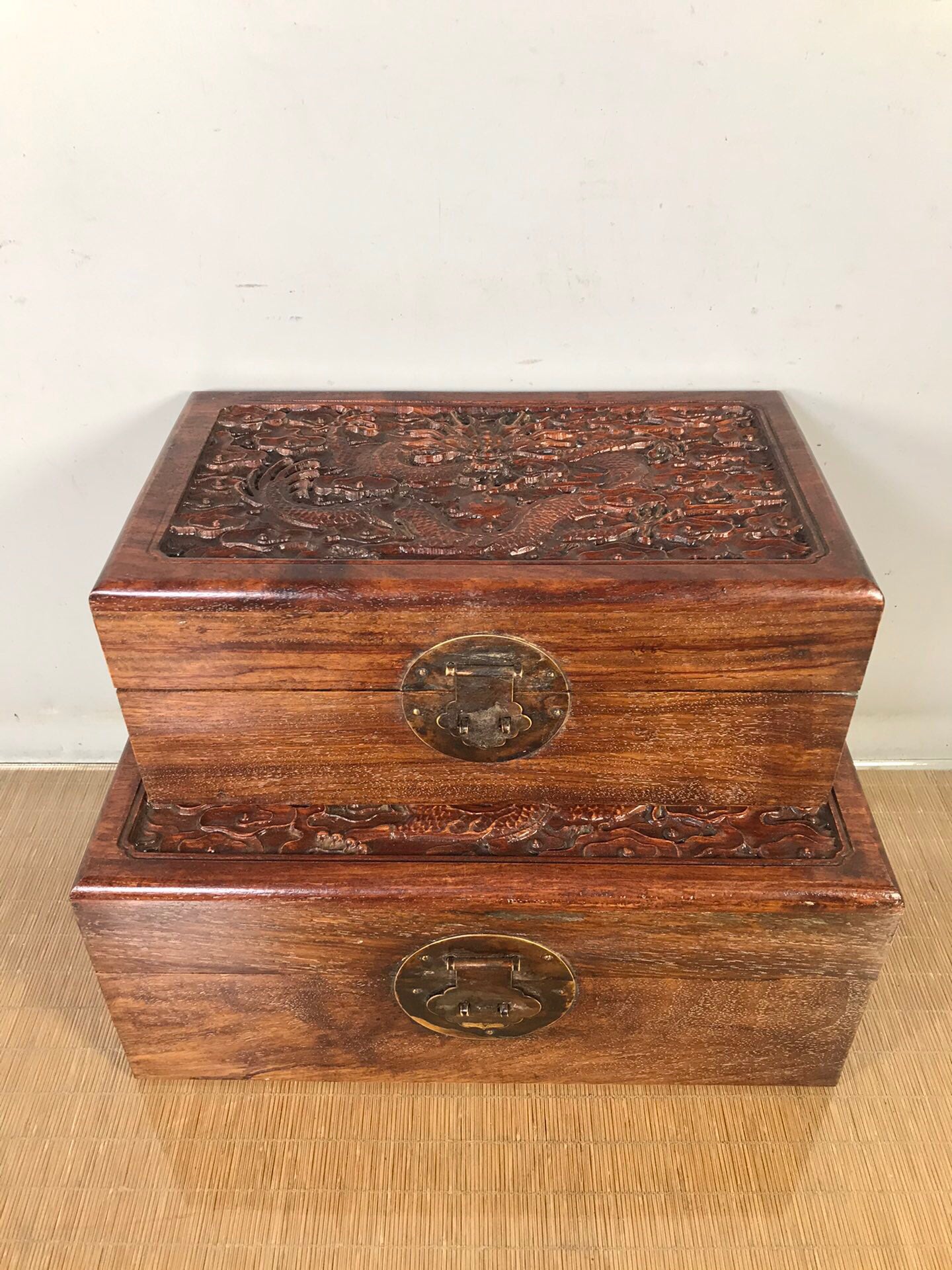 Chinese antique rosewood carving box set