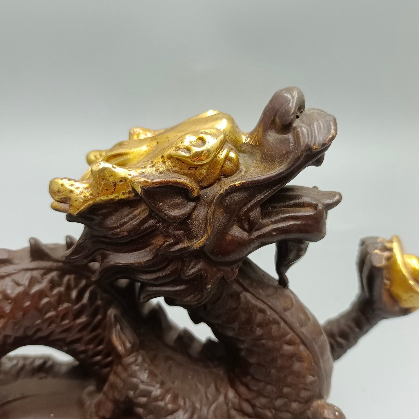 Chinese antique pure copper attracts wealth and treasures, Yuanbao Dragon