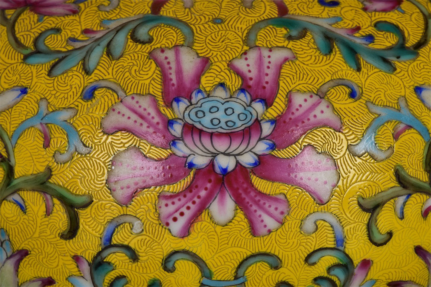 Chinese Antique Flower Pattern Double Ear Golden Flower Drum