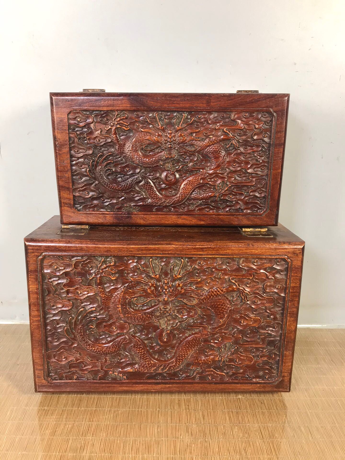 Chinese antique rosewood carving box set