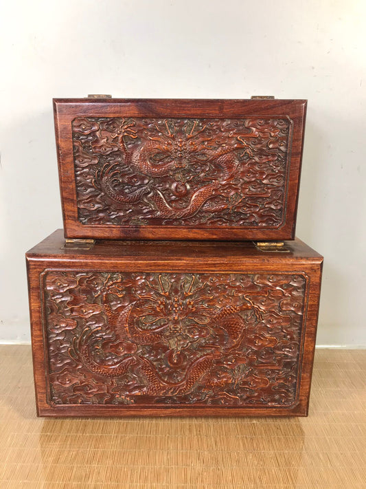 Chinese antique rosewood carving box set
