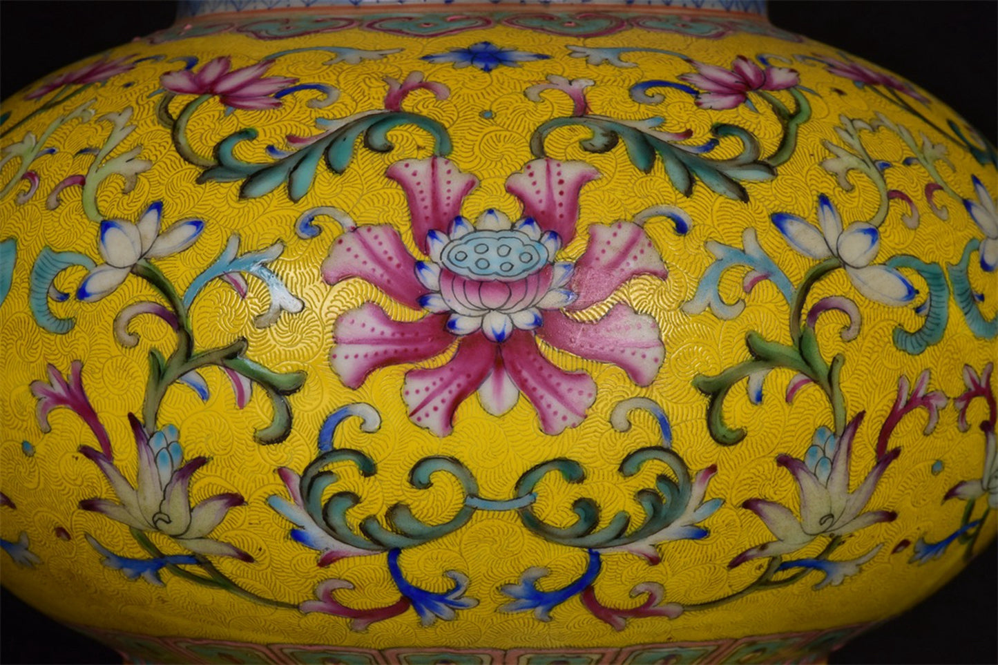Chinese Antique Flower Pattern Double Ear Golden Flower Drum