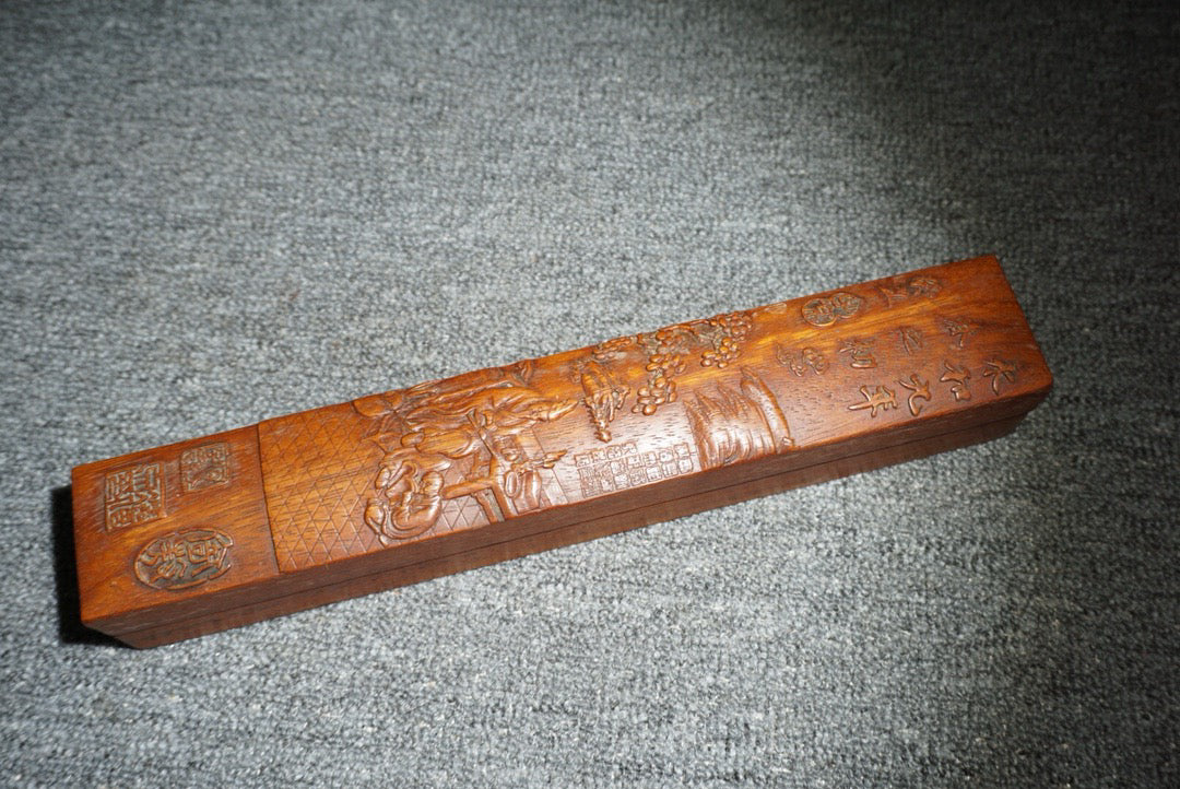 Chinese antique rosewood carving brush box