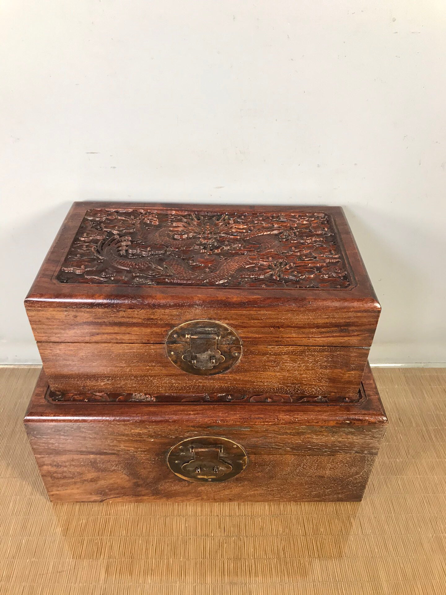 Chinese antique rosewood carving box set
