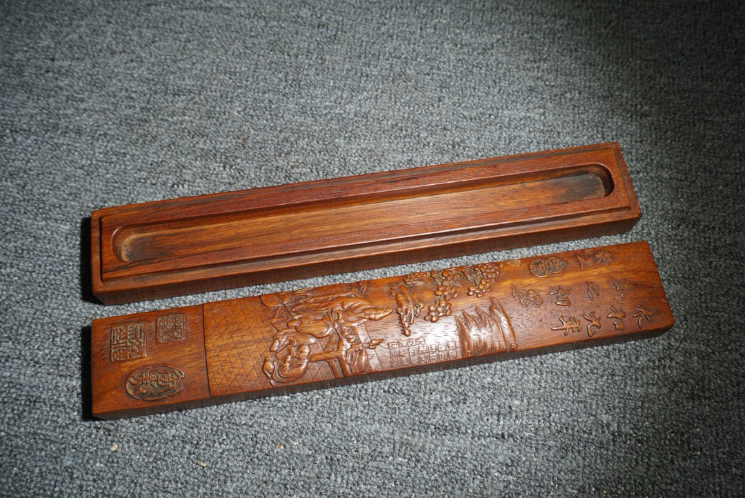 Chinese antique rosewood carving brush box