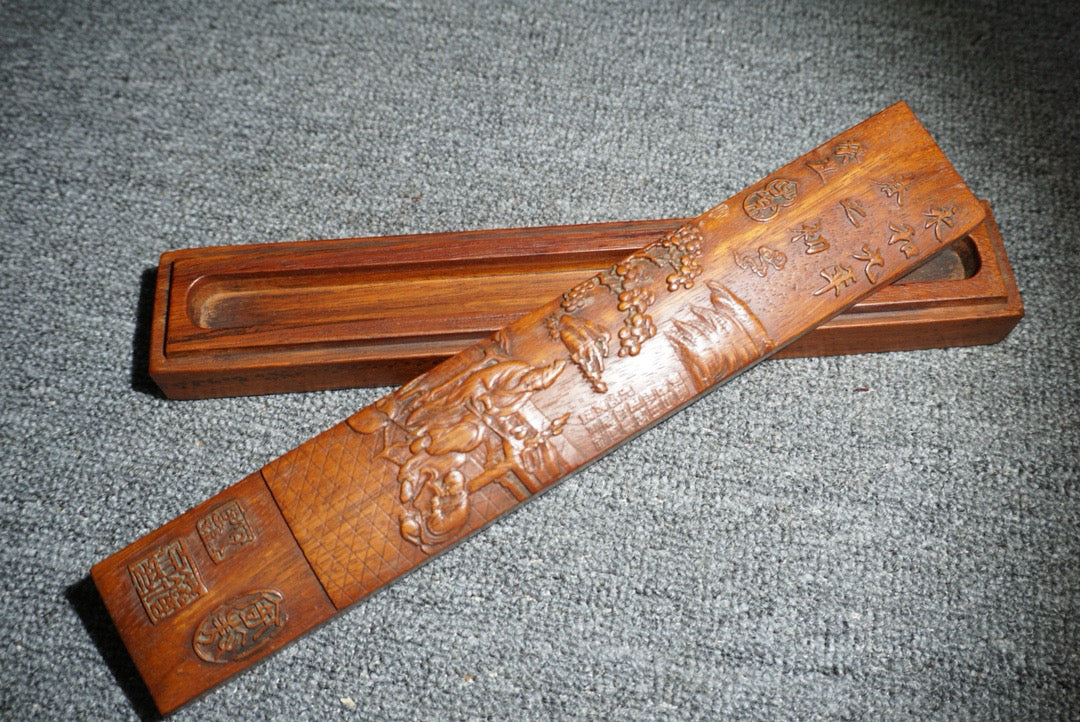 Chinese antique rosewood carving brush box