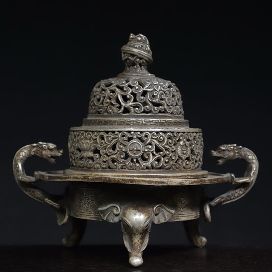 Pure copper auspicious eight treasure incense burner