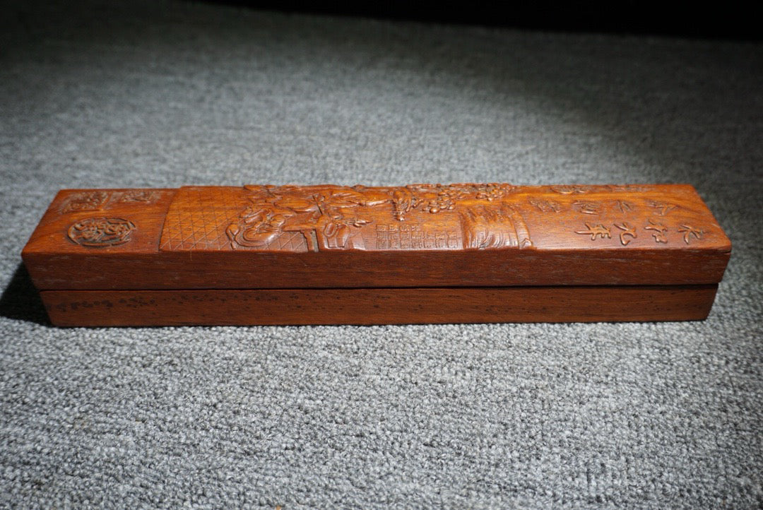 Chinese antique rosewood carving brush box