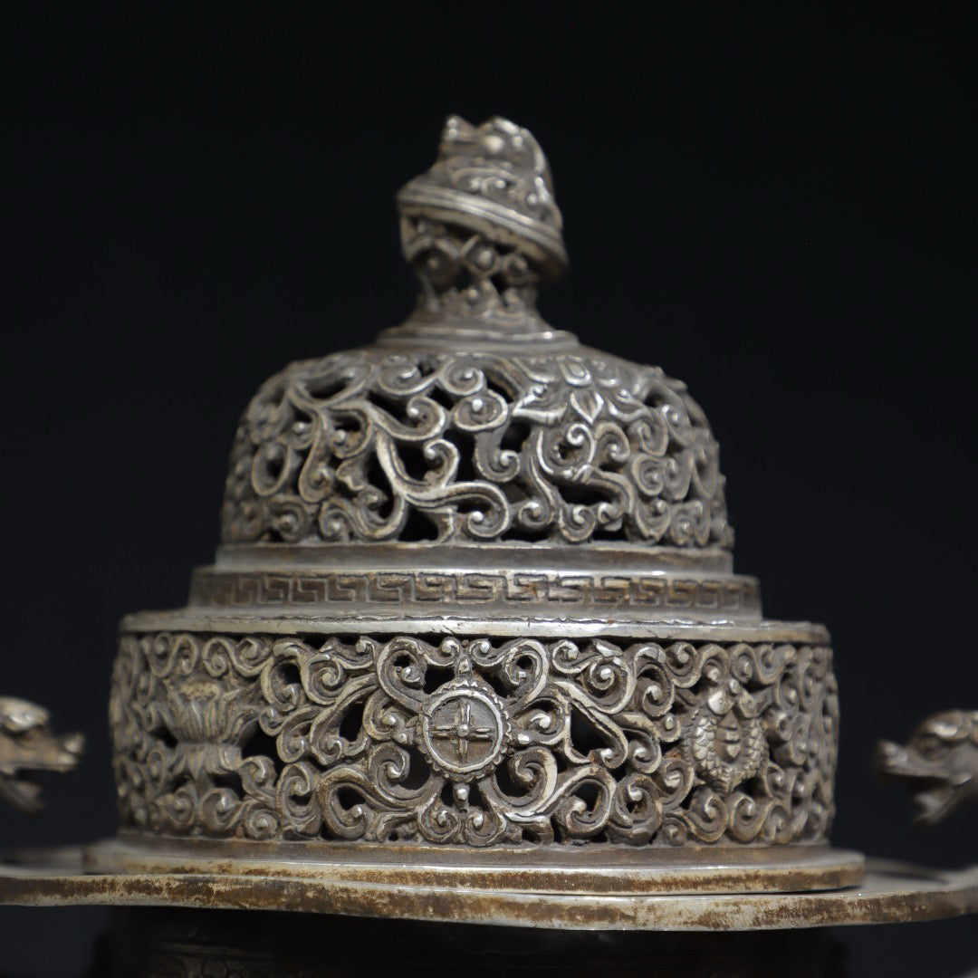 Pure copper auspicious eight treasure incense burner