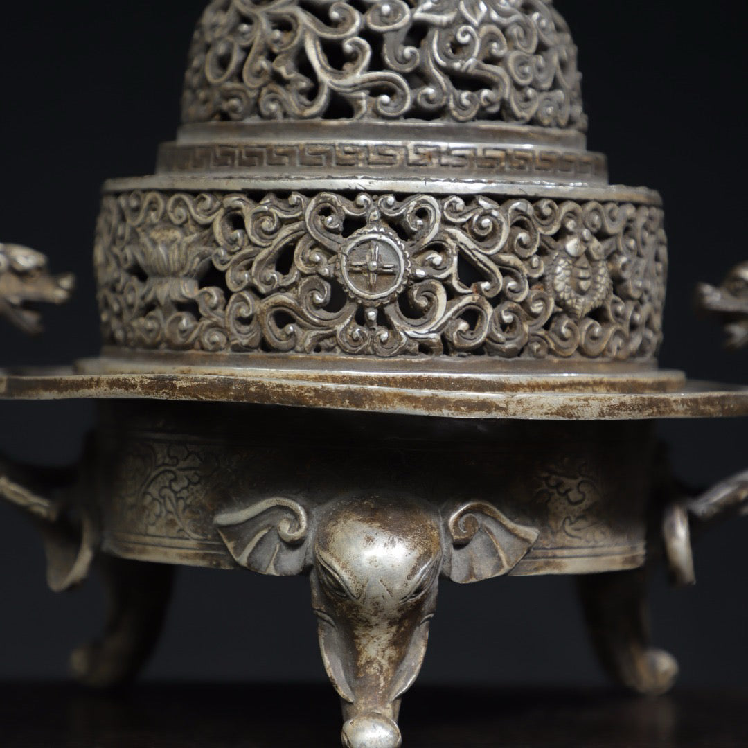Pure copper auspicious eight treasure incense burner