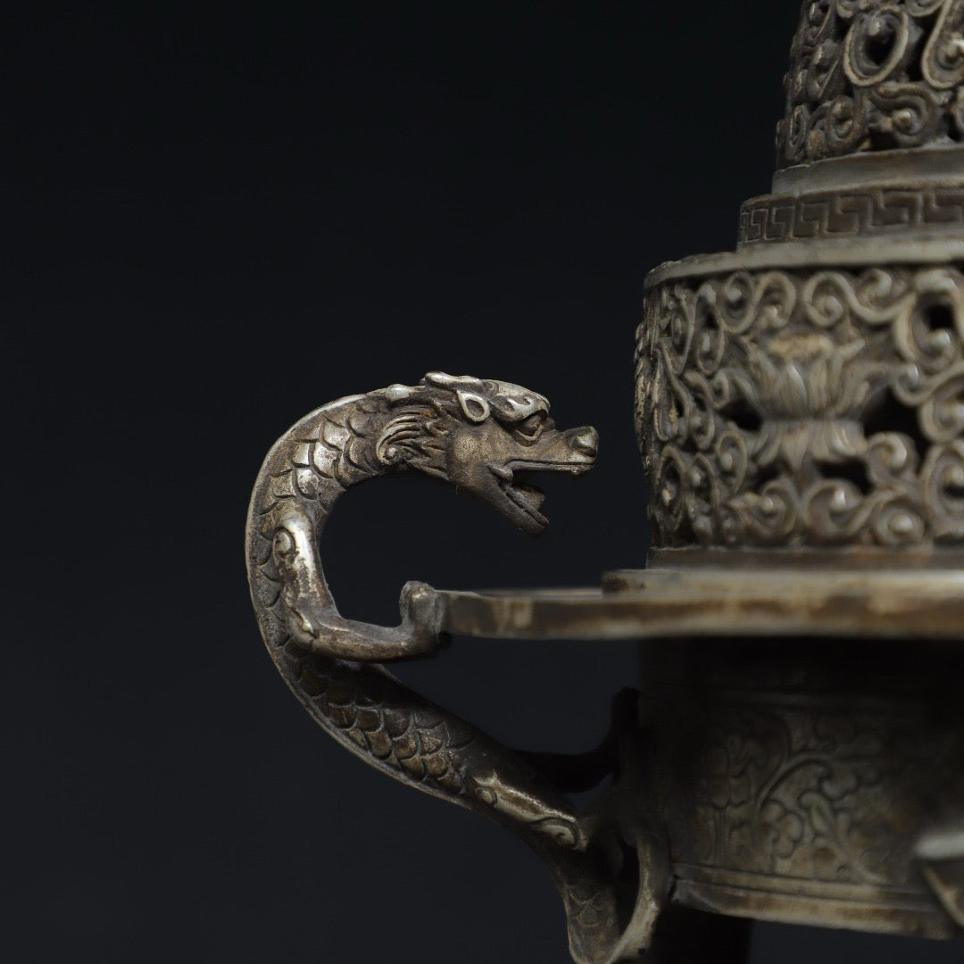 Pure copper auspicious eight treasure incense burner
