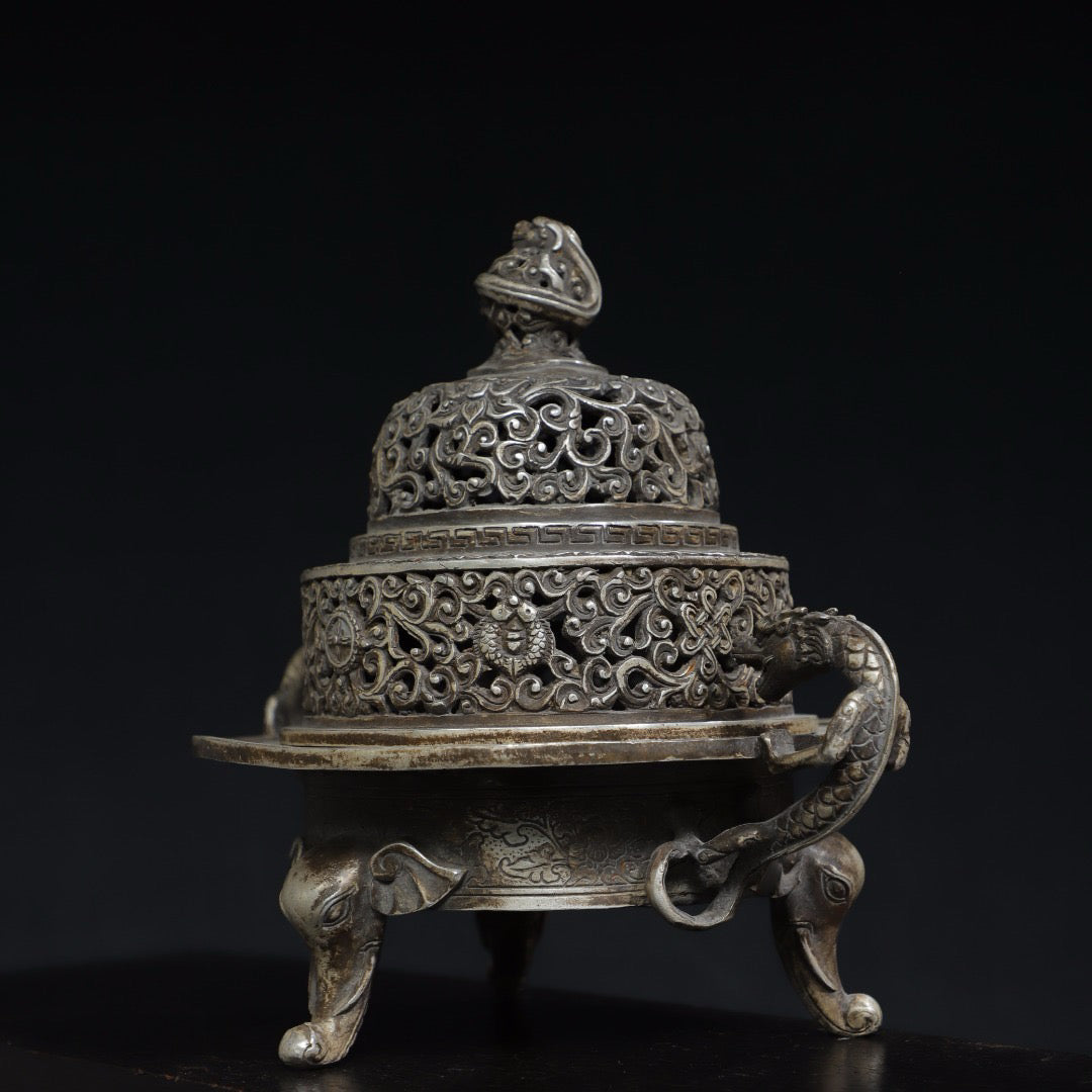 Pure copper auspicious eight treasure incense burner
