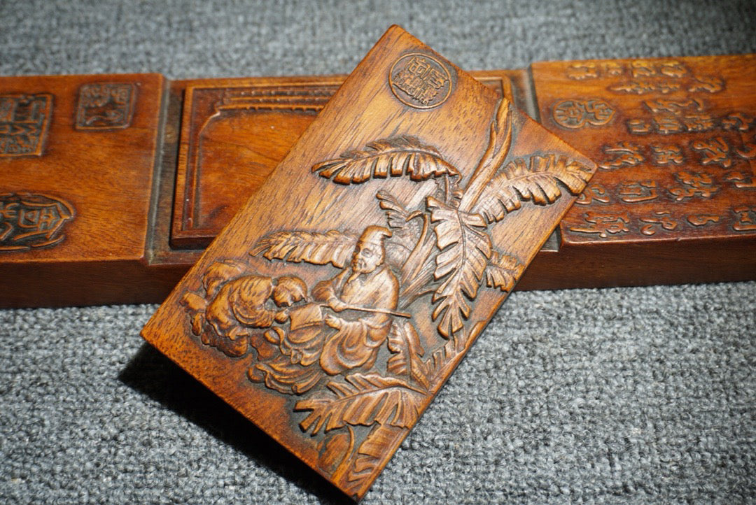 Chinese antique rosewood carved inkstone box