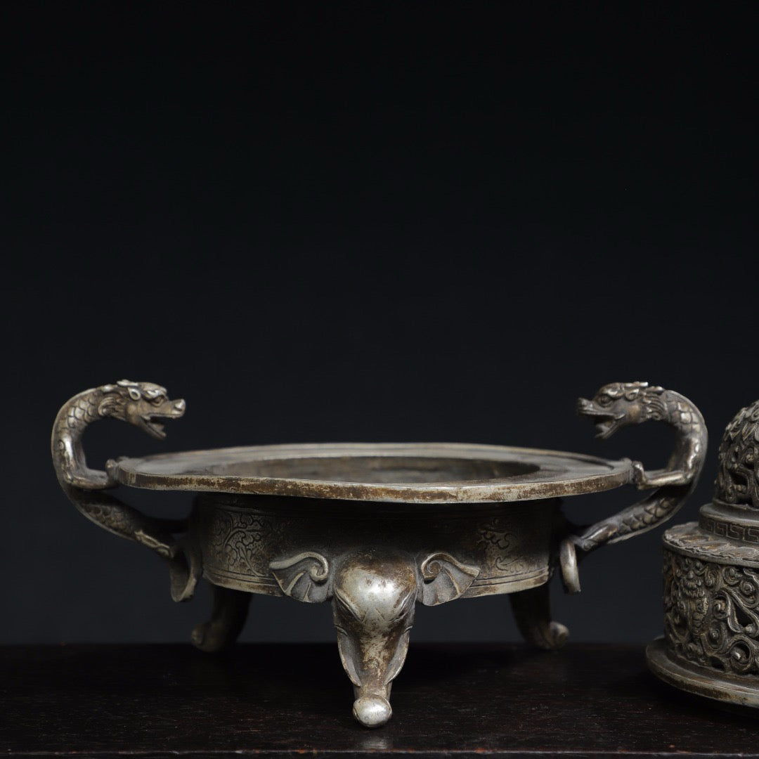 Pure copper auspicious eight treasure incense burner