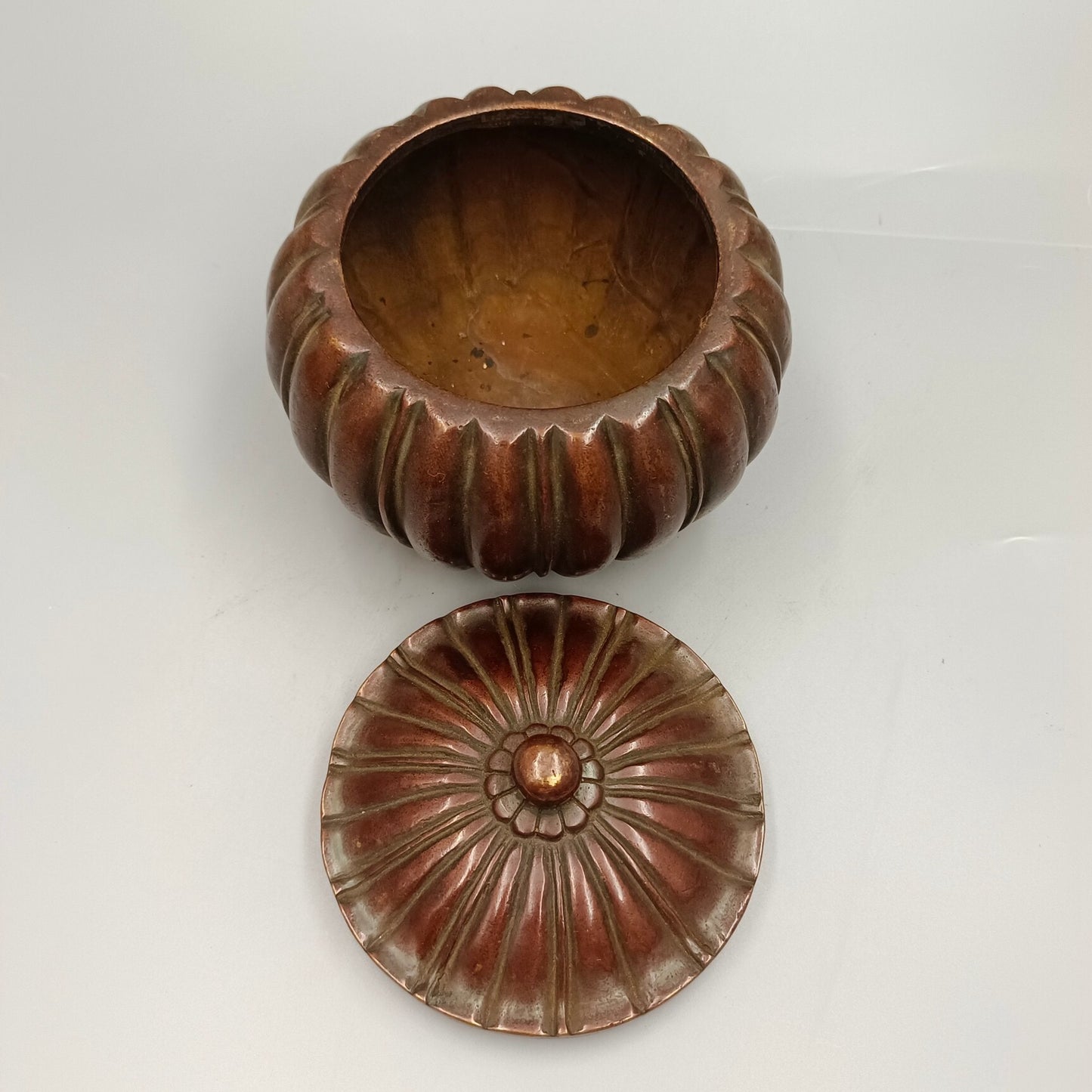 Chinese antique pumpkin copper jar