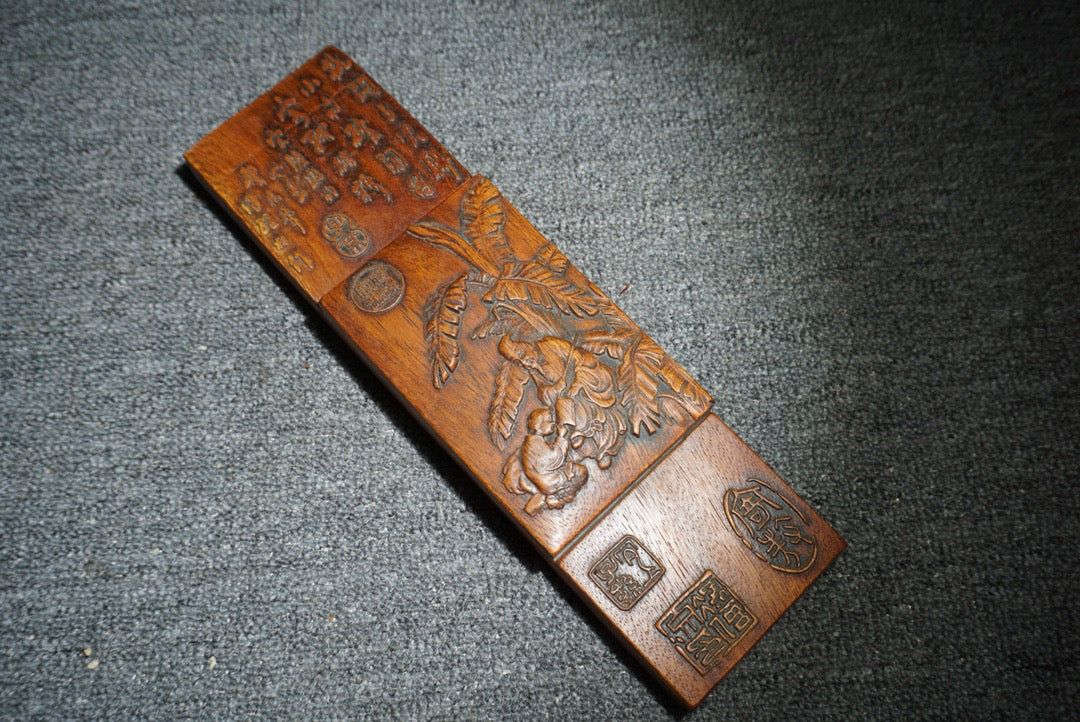 Chinese antique rosewood carved inkstone box