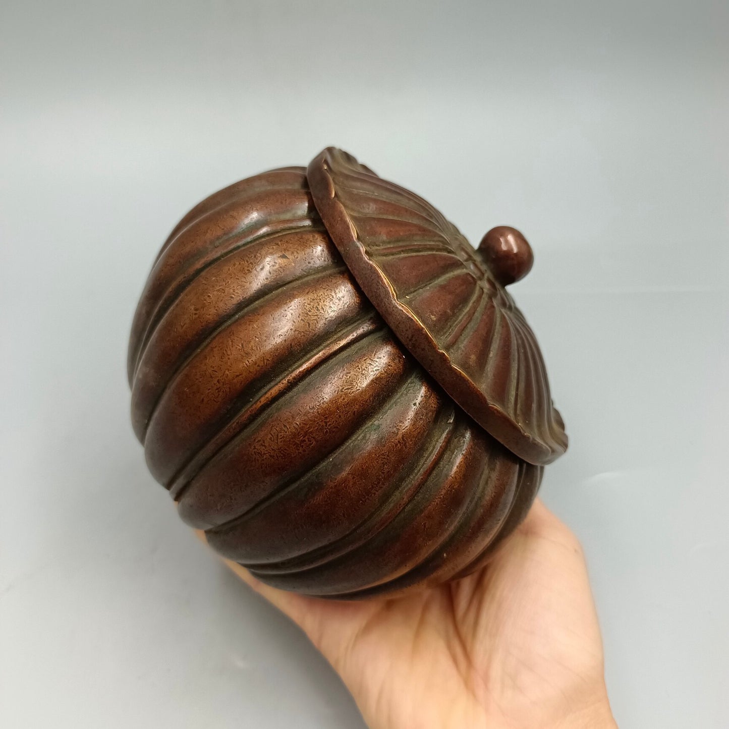 Chinese antique pumpkin copper jar