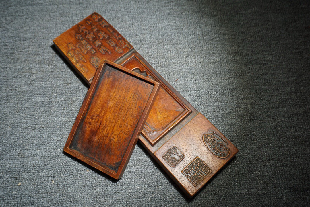 Chinese antique rosewood carved inkstone box