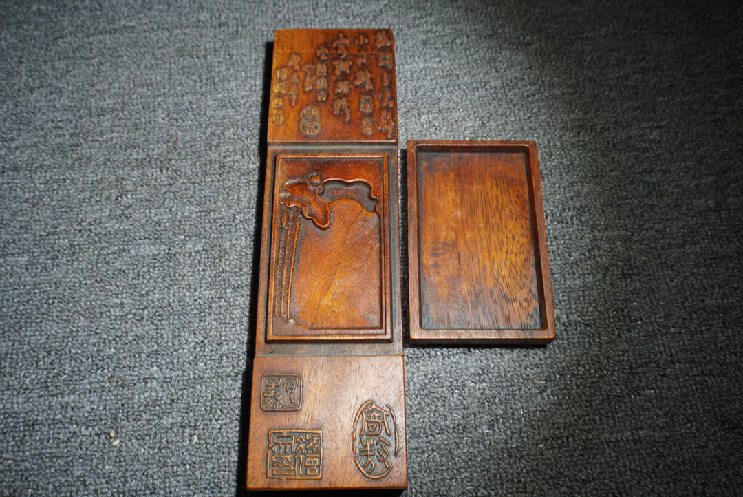 Chinese antique rosewood carved inkstone box