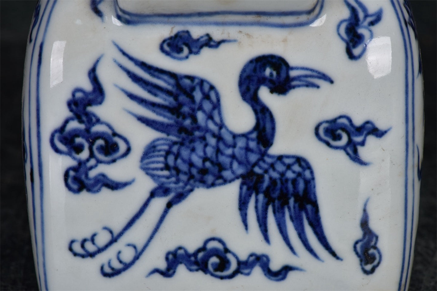 Chinese antique blue and white entangled branch dragon patterned square night pot