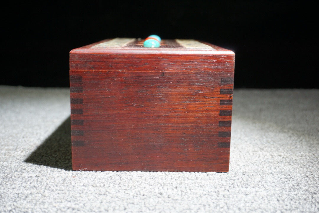 Chinese antique rosewood inlaid shell sliding box