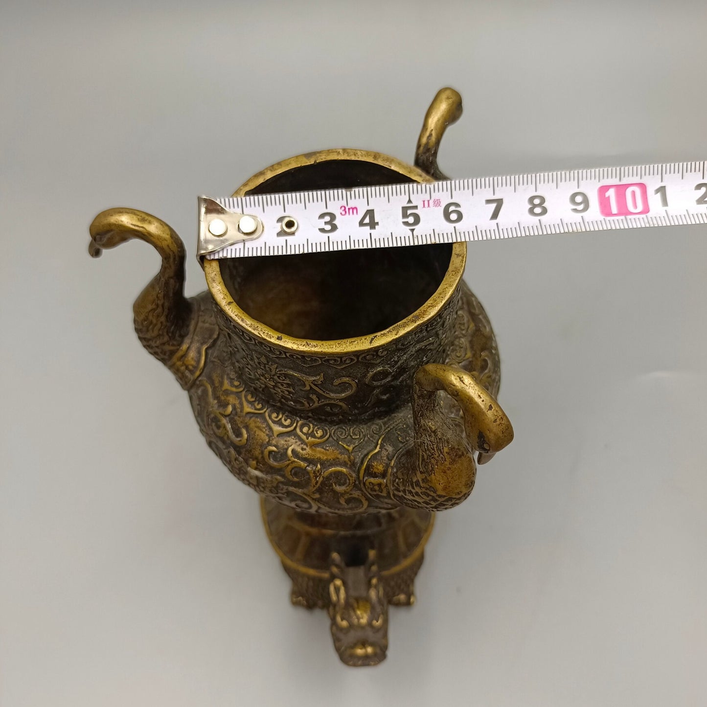 Chinese Antique Three Crane Station Turtle Copper Incense Burner