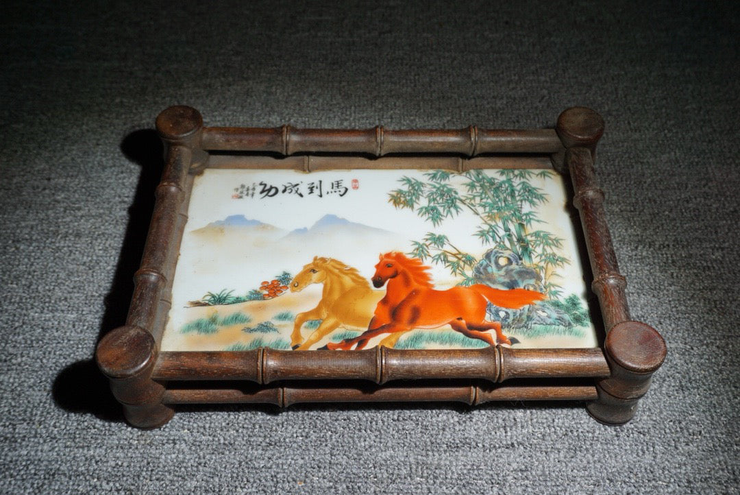 Chinese antique rosewood inlaid porcelain plate achieves instant success in tea dishes