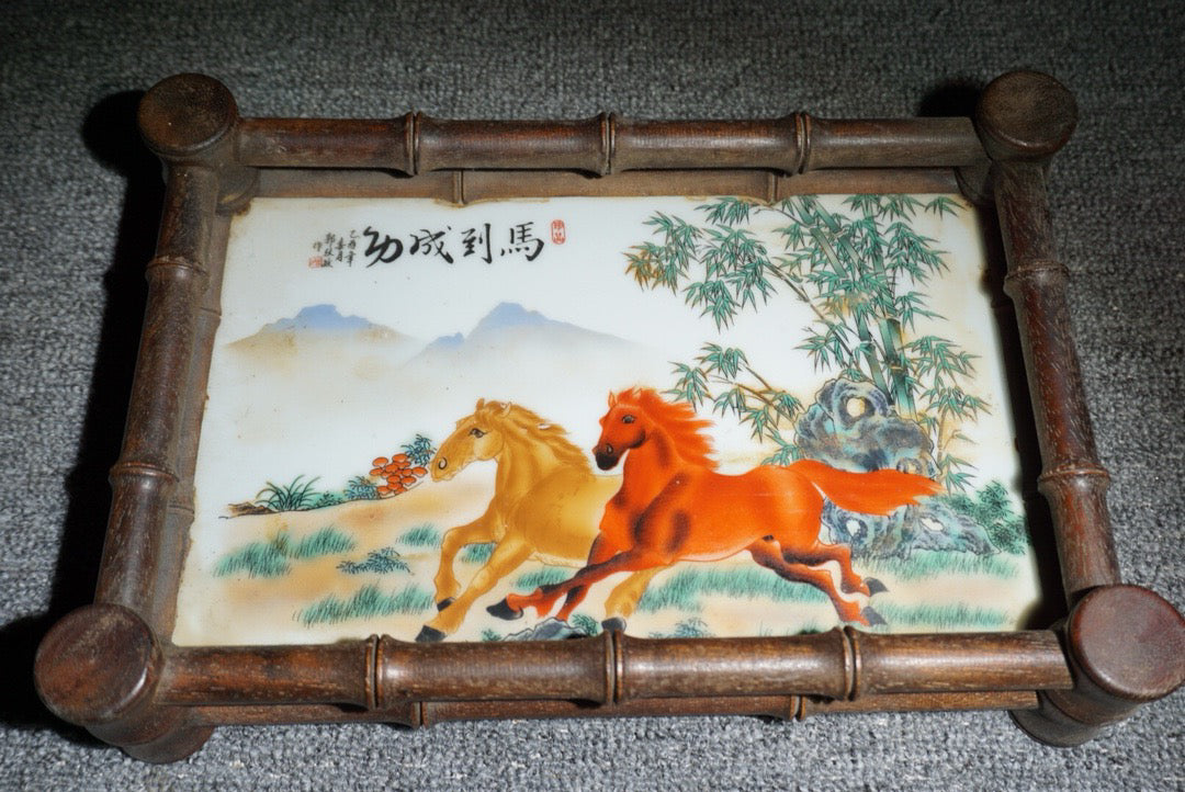 Chinese antique rosewood inlaid porcelain plate achieves instant success in tea dishes