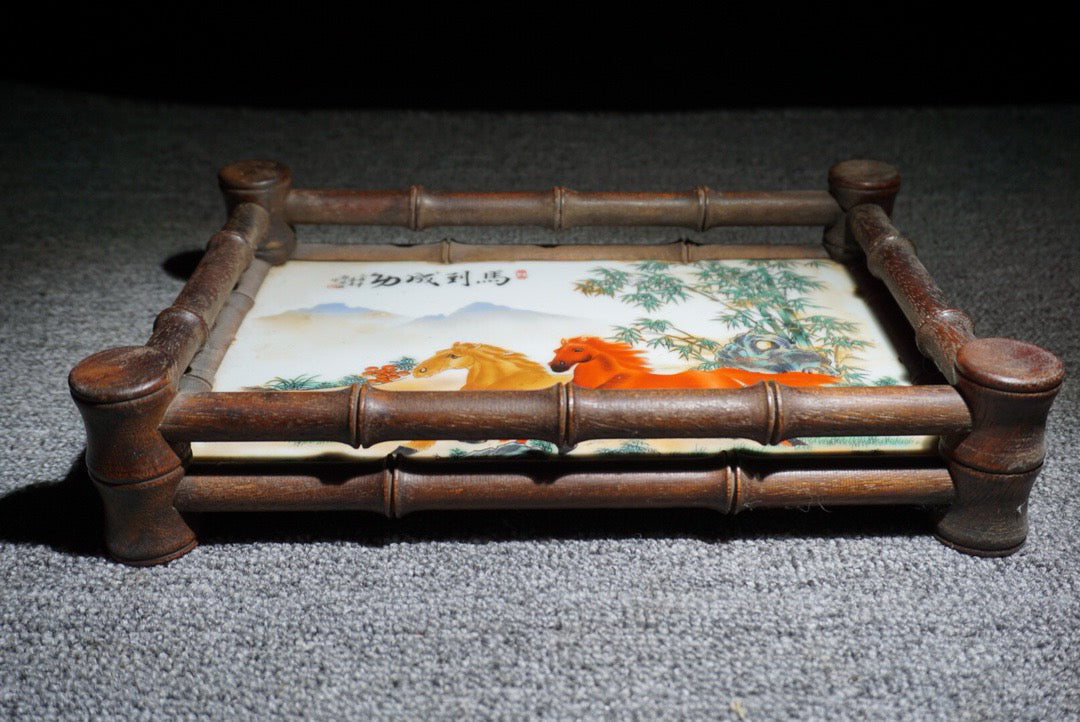 Chinese antique rosewood inlaid porcelain plate achieves instant success in tea dishes