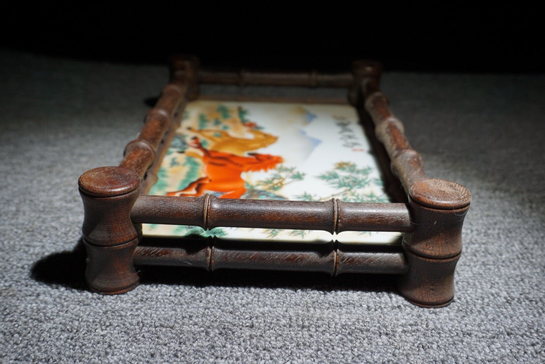 Chinese antique rosewood inlaid porcelain plate achieves instant success in tea dishes