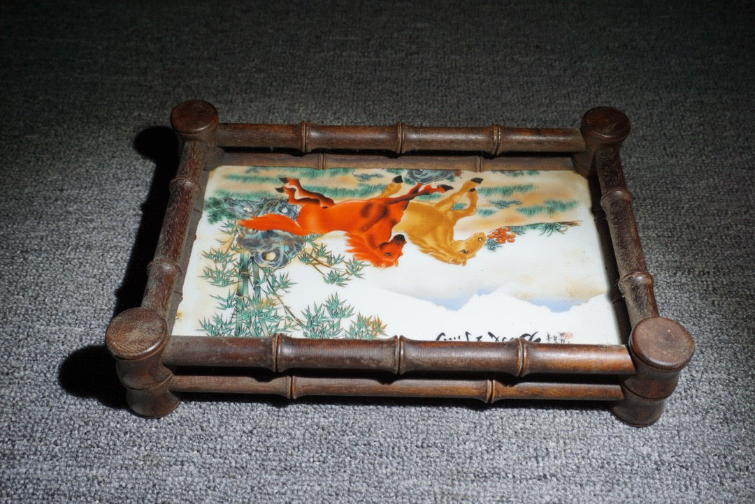 Chinese antique rosewood inlaid porcelain plate achieves instant success in tea dishes