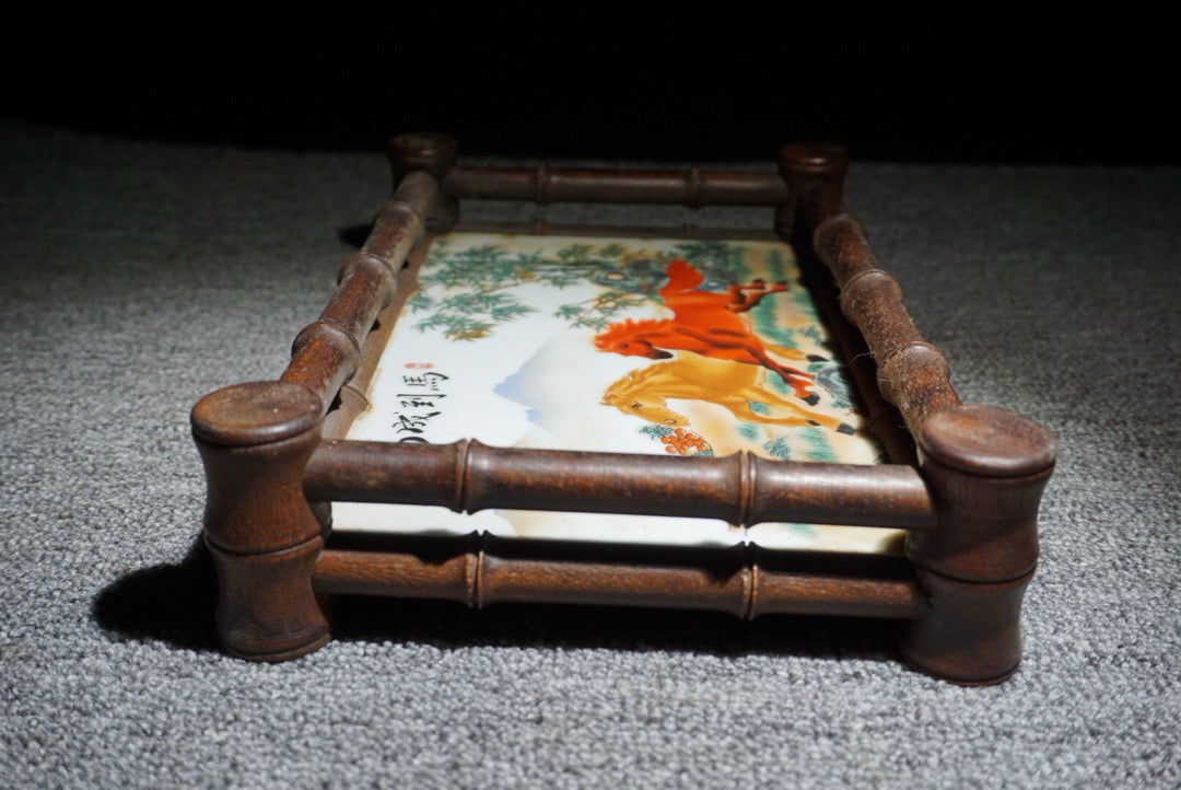 Chinese antique rosewood inlaid porcelain plate achieves instant success in tea dishes