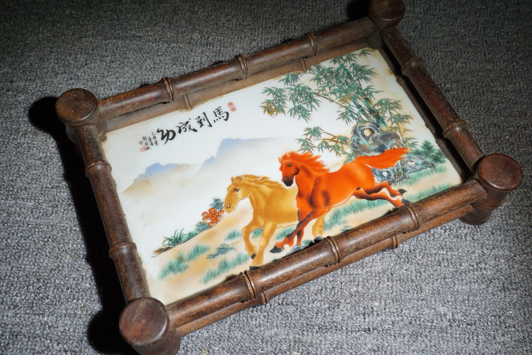 Chinese antique rosewood inlaid porcelain plate achieves instant success in tea dishes
