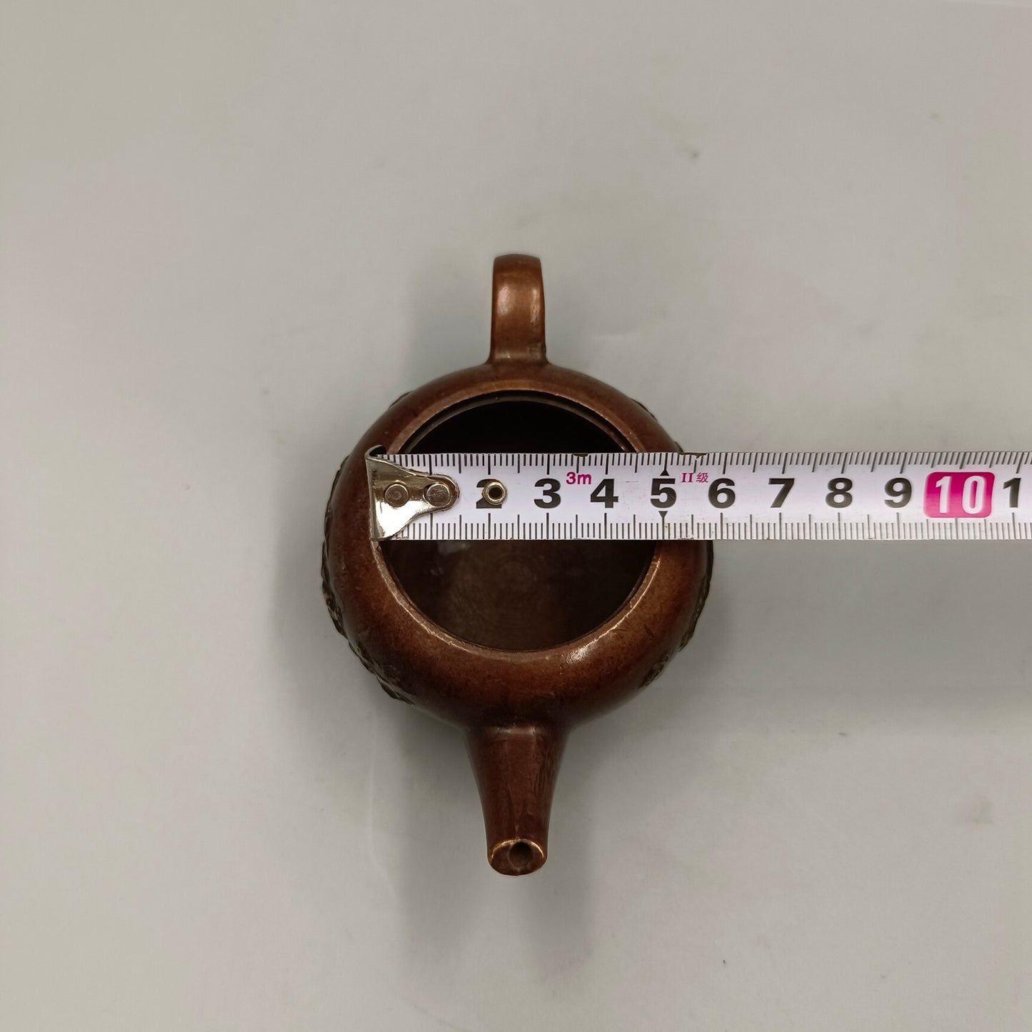 Chinese antique Longfeng Chengxiang handlebar teapot, copper wine teapot