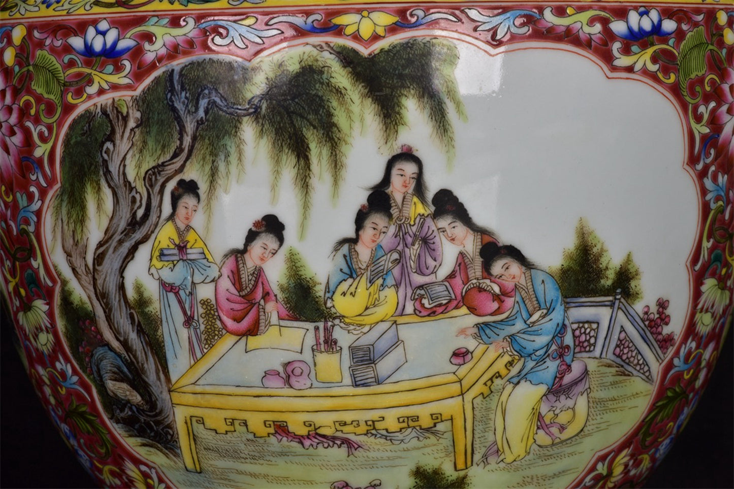 Chinese antique double eared gold-plated drum