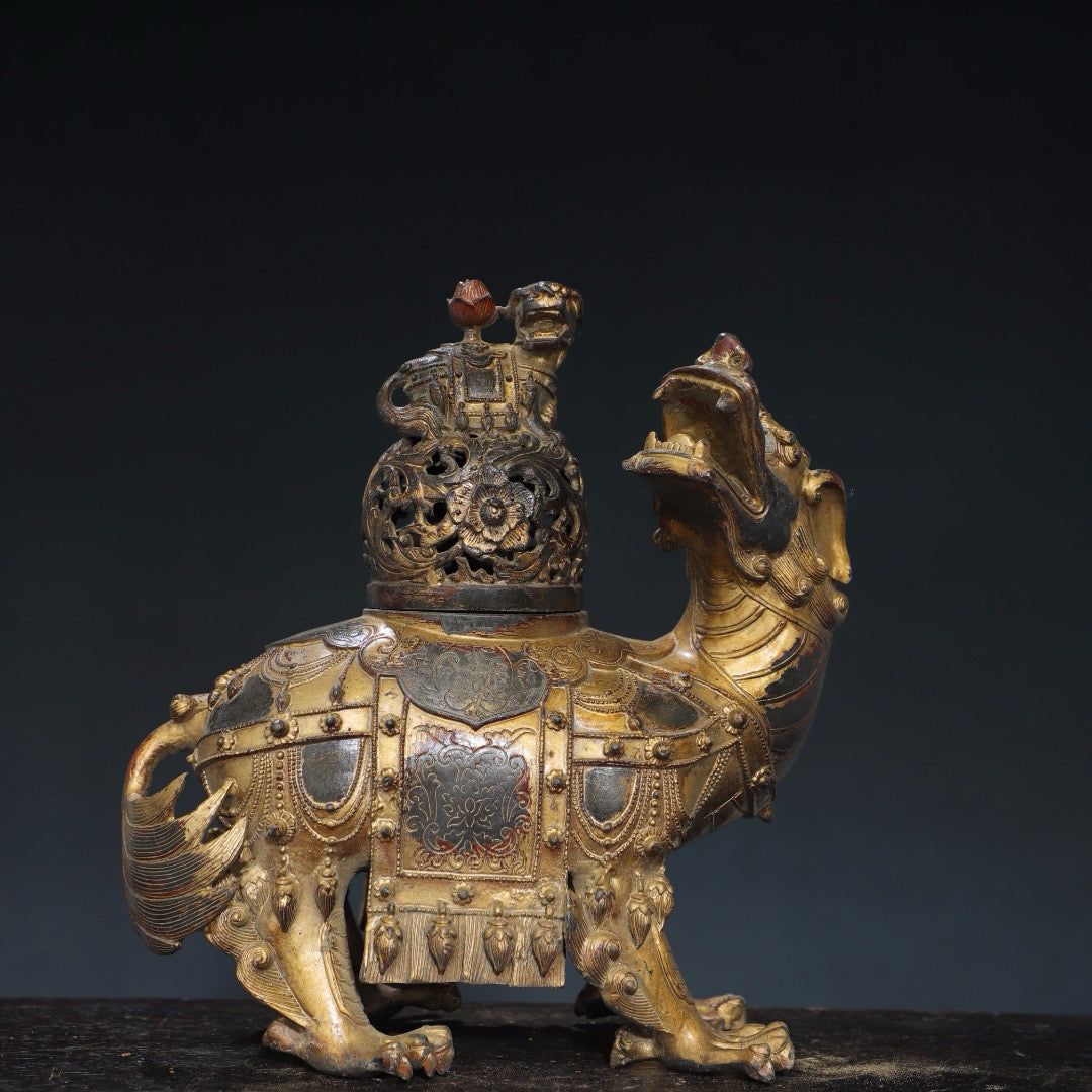 Pure copper auspicious beast incense burner