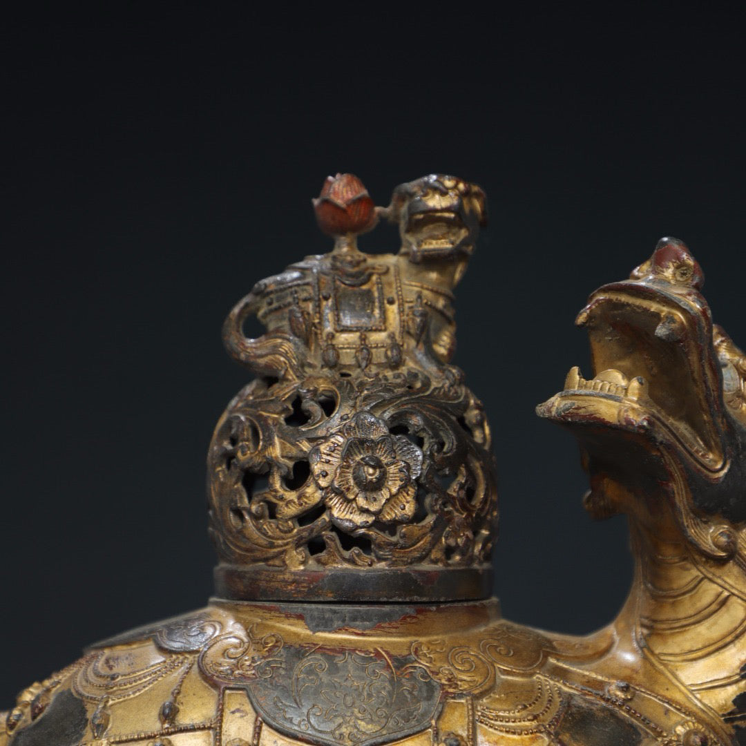 Pure copper auspicious beast incense burner