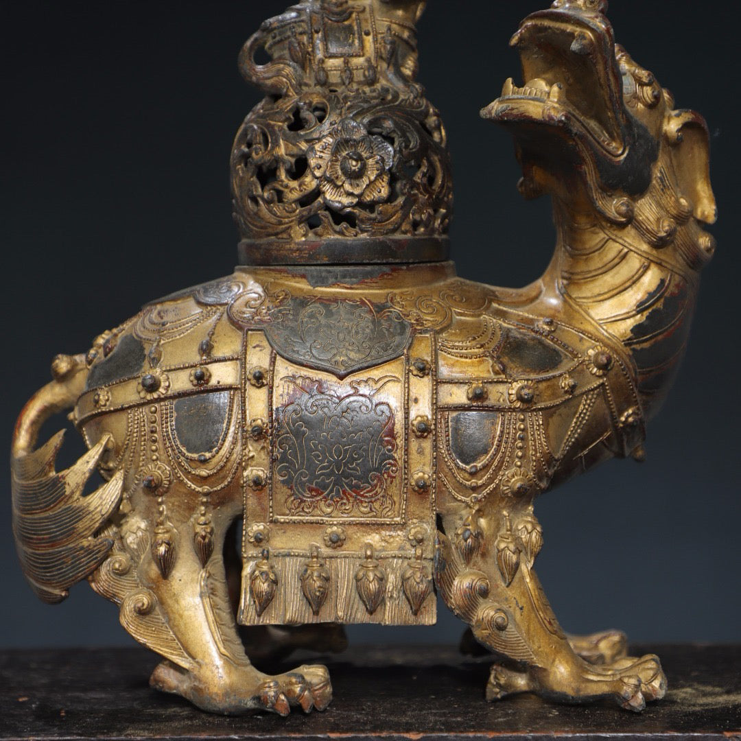 Pure copper auspicious beast incense burner