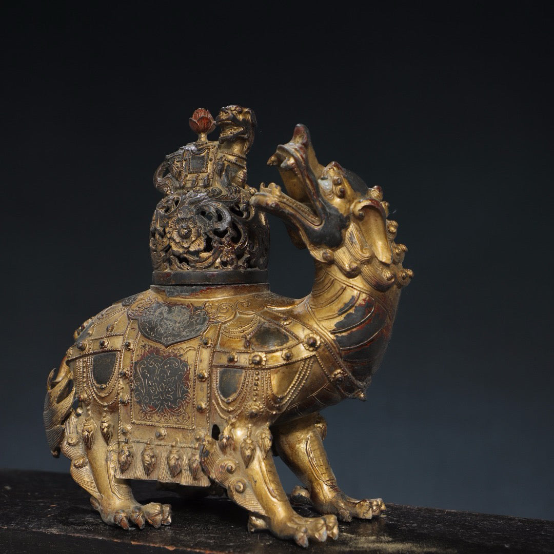 Pure copper auspicious beast incense burner