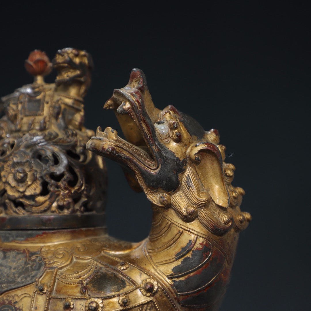 Pure copper auspicious beast incense burner