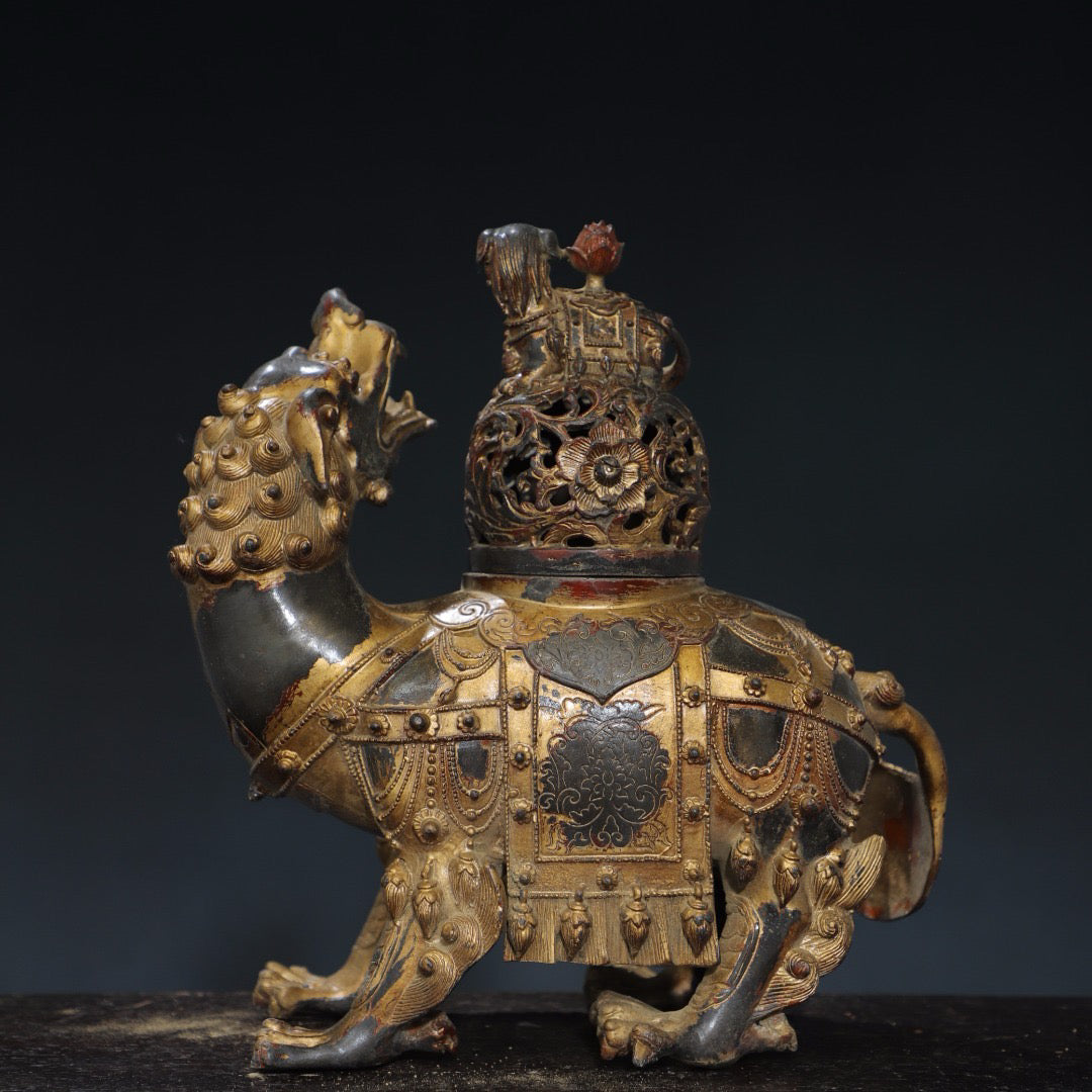 Pure copper auspicious beast incense burner