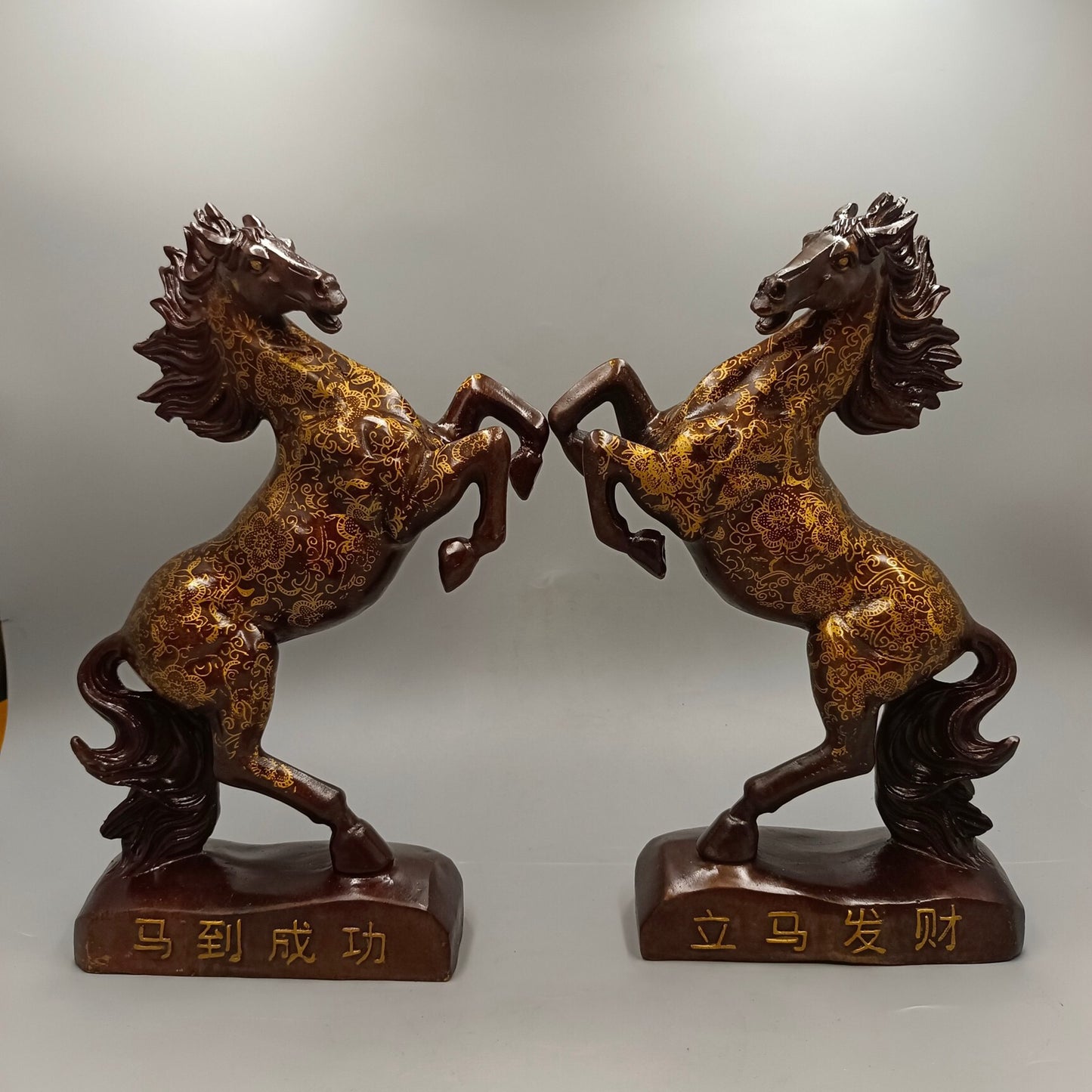 A pair of Chinese antique war horses