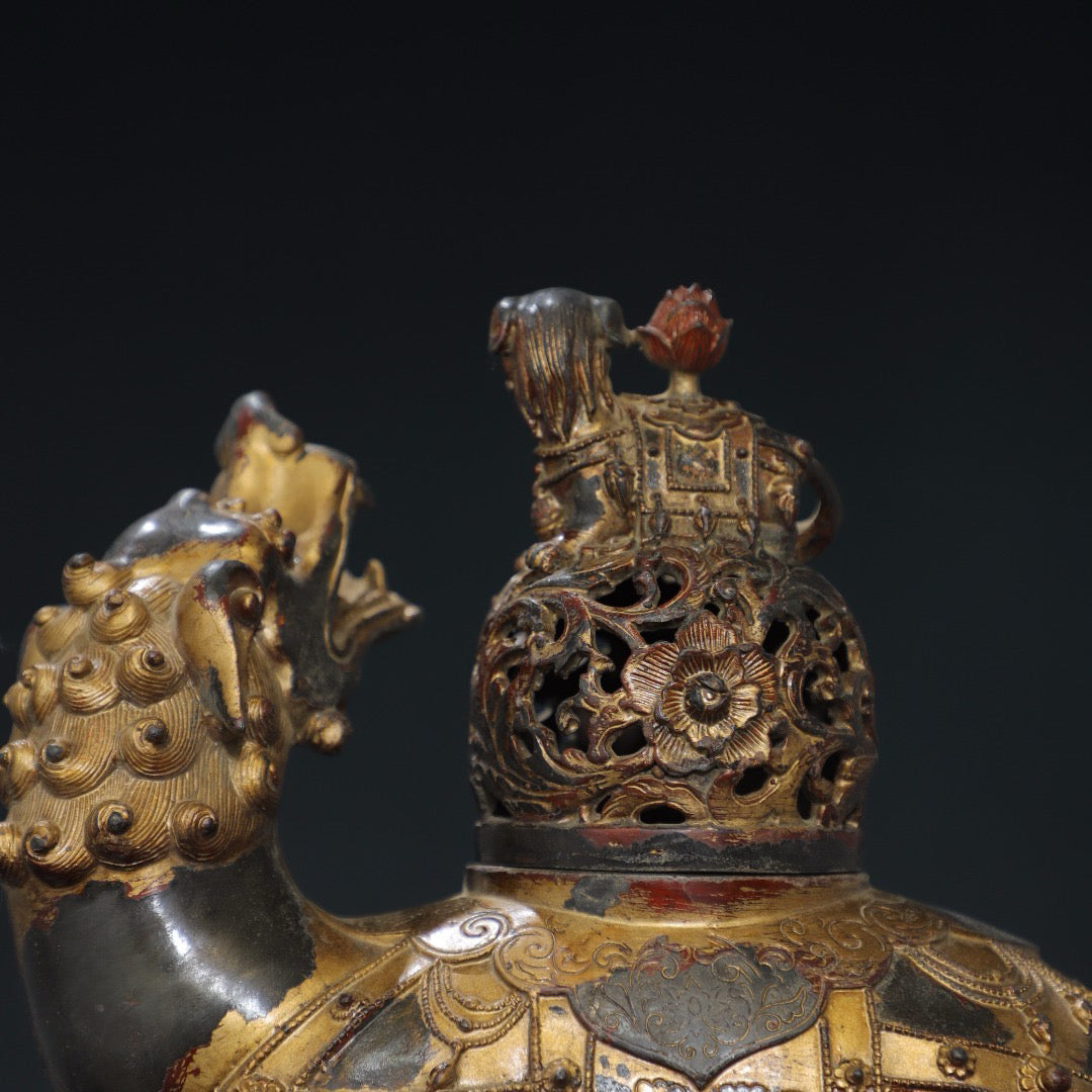 Pure copper auspicious beast incense burner