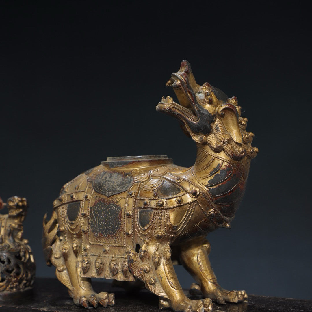 Pure copper auspicious beast incense burner
