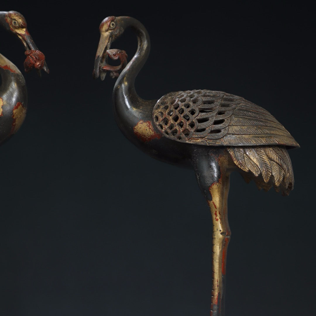 Pure copper crane incense ornament