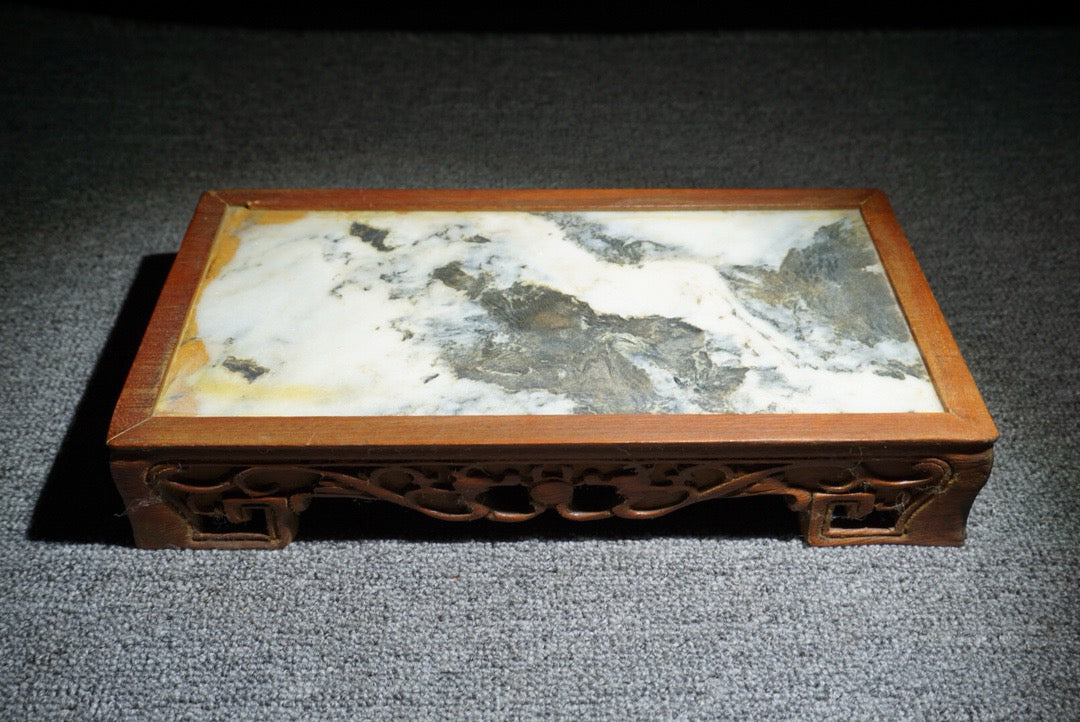 Chinese antique rosewood inlaid with peculiar stone base