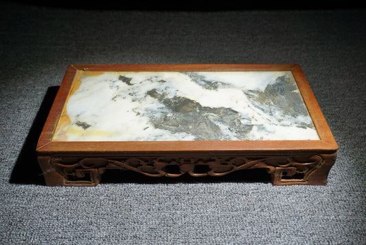 Chinese antique rosewood inlaid with peculiar stone base